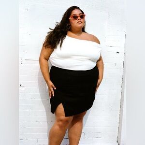 Wray NYC Black Classic City Chic Linen Lisa Skirt Mini XL Extra Large